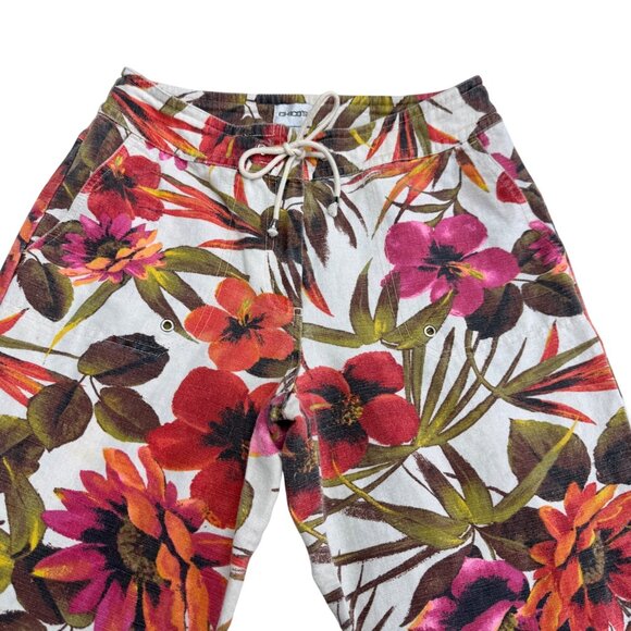 Chico's Women's Tropical Floral Print Linen Blend Cropped Pants, Size 1 /US M - Picture 4 of 10